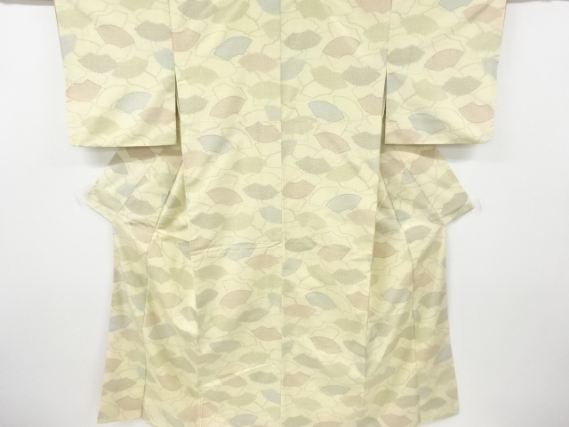 アンティーク　地紙尽くし模様織出し十日町紬着物